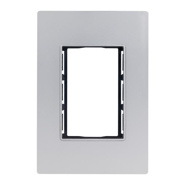 PLACA DE PARED DE 3 MÓDULOS CRISTAL PLATA