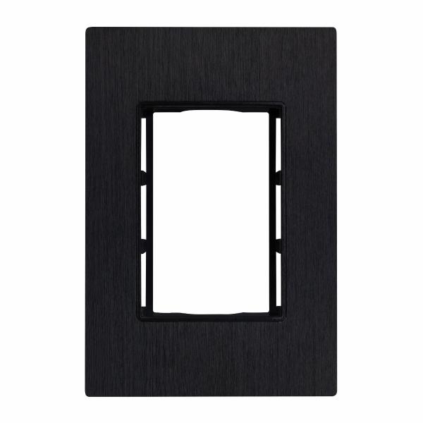 PLACA DE PARED DE 3 MÓDULOS ALUMINIO NEGRO CEPILLADO