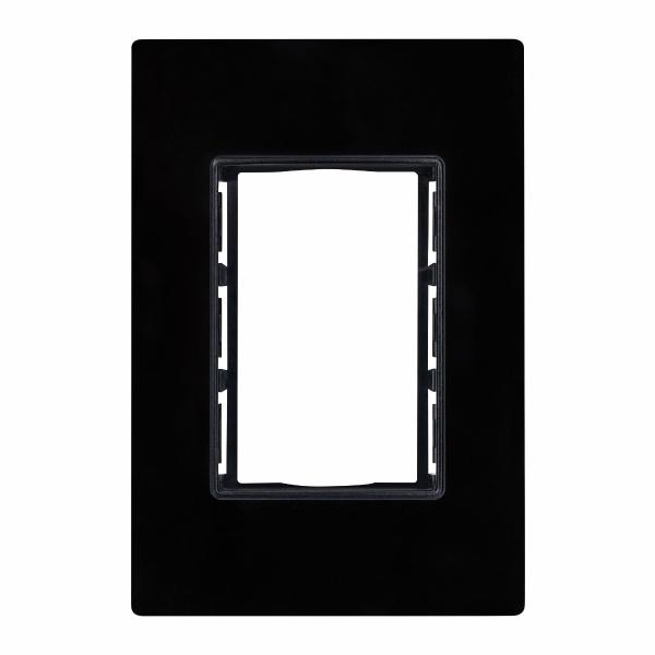 PLACA DE PARED DE 3 MÓDULOS CRISTAL NEGRO