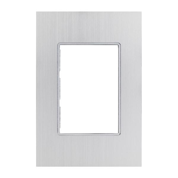 PLACA DE PARED DE 3 MÓDULOS ALUMINIO PLATA CEPILLADO