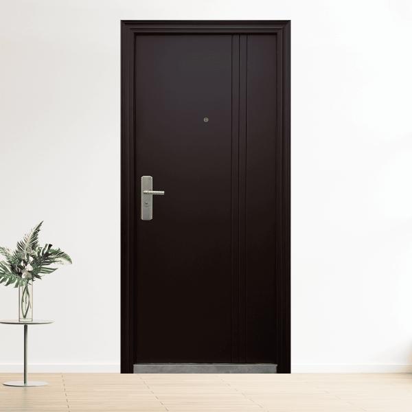 PUERTA EXTERIOR DE SEGURIDAD 13 PASADORES 95 X 215 CM DERECHA CHOCOLATE