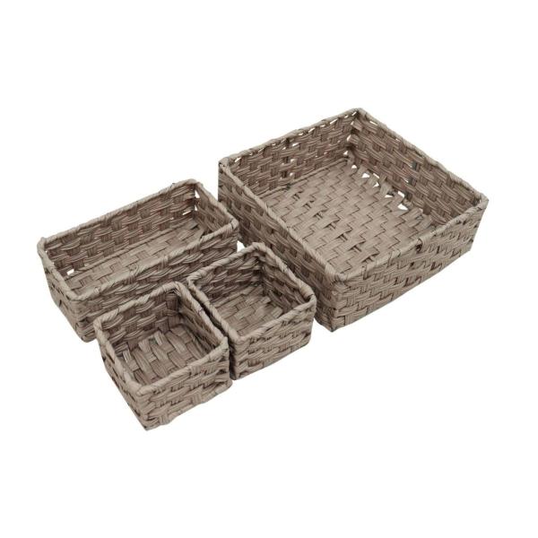 SET 4 GAVETAS ORGANIZADORAS TEJIDAS DIFERENTES TAMAÑOS PLÁSTICO BEIGE
