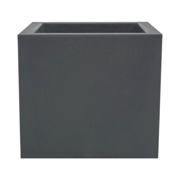 MACETA DE POLIETILENO CÚBICA MEDIANA GRIS 40 CM PARA EXTERIOR