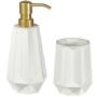 SET DISPENSADOR DE JABÓN Y PORTA CEPILLO DE DIENTES BLANCO