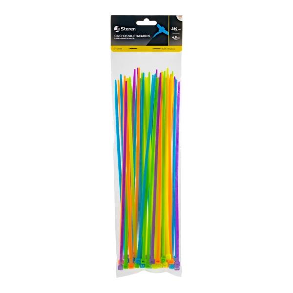 CINCHOS SUJETABLES COLORES NEON DE PLÁSTICO 100 PIEZAS