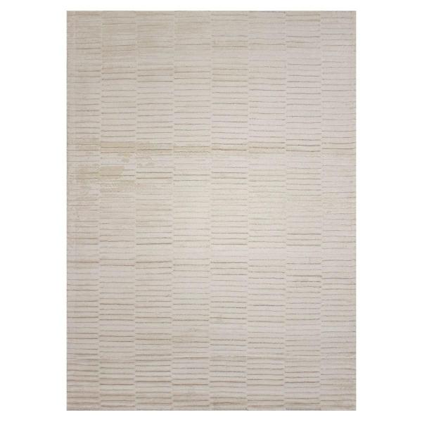 TAPETE PARA SALA VISCOSA 160 X 230 CM CREMA HECHO A MANO