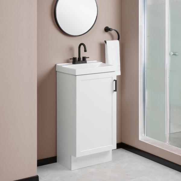 MUEBLE PARA BAÑO A PISO PENLEE 17" BLANCO EN TERMOFORMADO CON LAVABO BLANCO