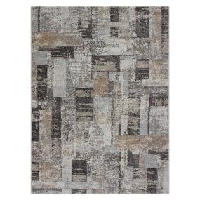TAPETE PARA SALA POLIPROPILENO 120 X 170 CM GRIS GEOMÉTRICO SUAVIDAD Y CONFORT