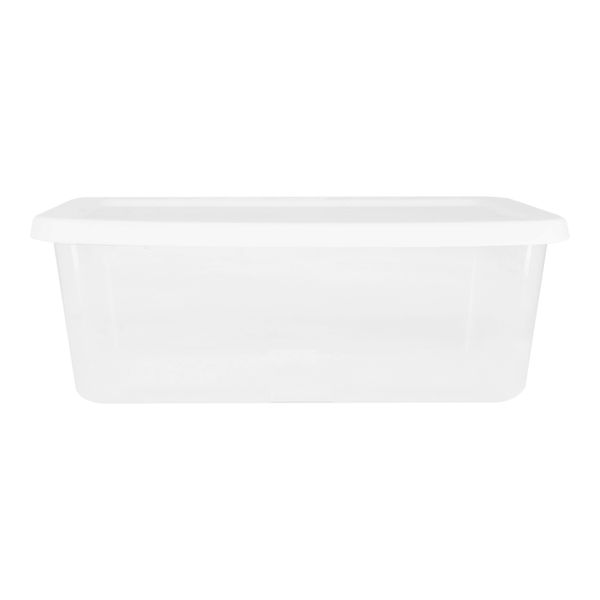 CAJA ORGANIZADORA TRANSPARENTE 5.7 L PLÁSTICO TAPA BLANCA APILABLE