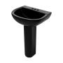 LAVABO PARA BAÑO CON PEDESTAL NEGRO 76 X 21 X 65 CM CON REBOSADERO