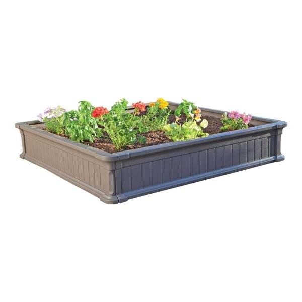 MACETA RECTANGULAR DE POLIETILENO CAFÉ 122.23 CM PARA EXTERIOR