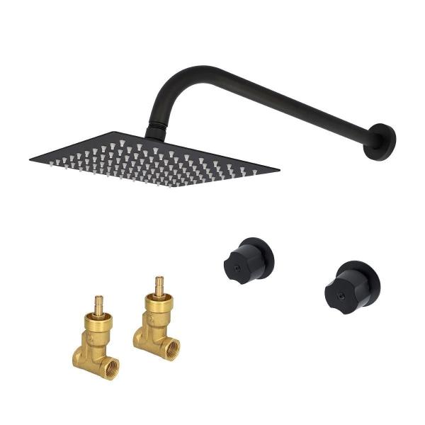 KIT DE REGADERA MONOMANDO EMPOTRABLE NEGRO MATE LIMPIA FÁCIL
