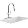 LLAVE PARA FREGADERO MONOMANDO CROMO CUELLO ARQUEADO 17" CON ROCIADOR EXTRAÍBLE