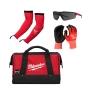 COMBO BOLSO DE CONTRATISTA CON LENTES DE SEGURIDAD, GUANTES DE CORTE Y MANGA ANTICORTE NIVEL 3