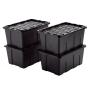 SET 4 CAJAS ORGANIZADORAS USO RUDO 114 L PLÁSTICO TAPA NEGRA CON CIERRE A PRESION