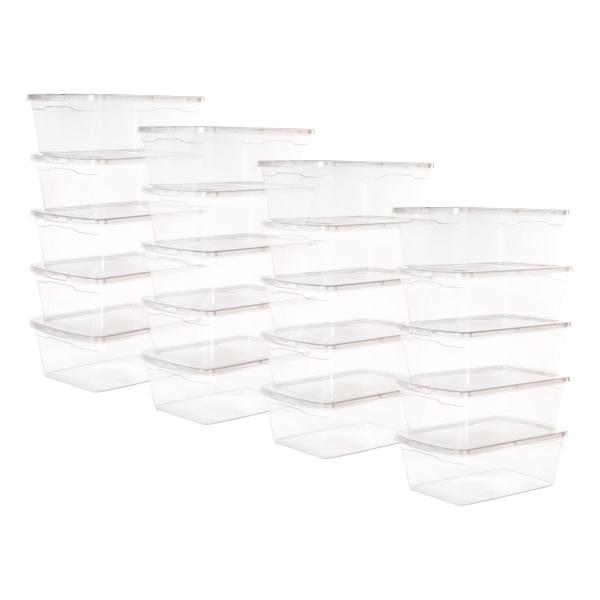 SET 20 CAJAS ORGANIZADORAS TRANSPARENTE 6 L PLÁSTICO TAPA APILABLE