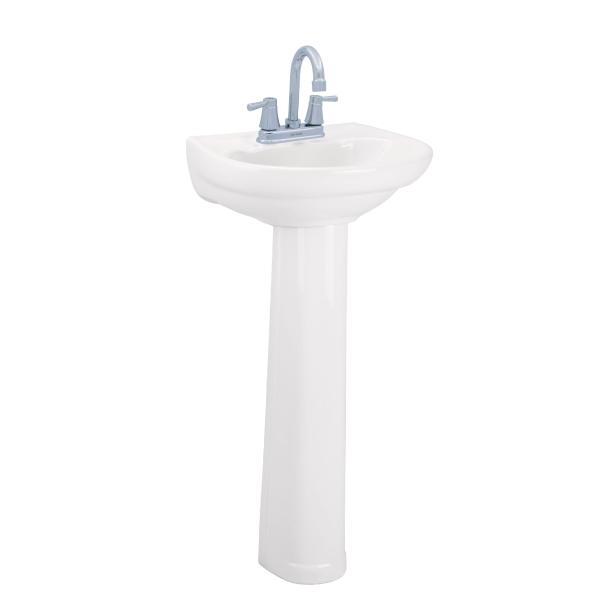 LAVABO PARA BAÑO CON PEDESTAL BLANCO 48.3 X 37.7 X 85 CM CON MEZCLADORA