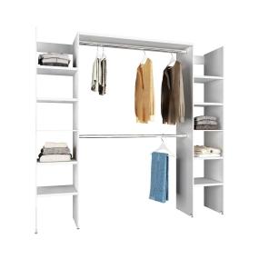 CLÓSET AGLOMERADO 12 MM MODULAR 180 X 300 X 39 CM BLANCO CON MALETERO Y 2 TUBOS CROMADOS
