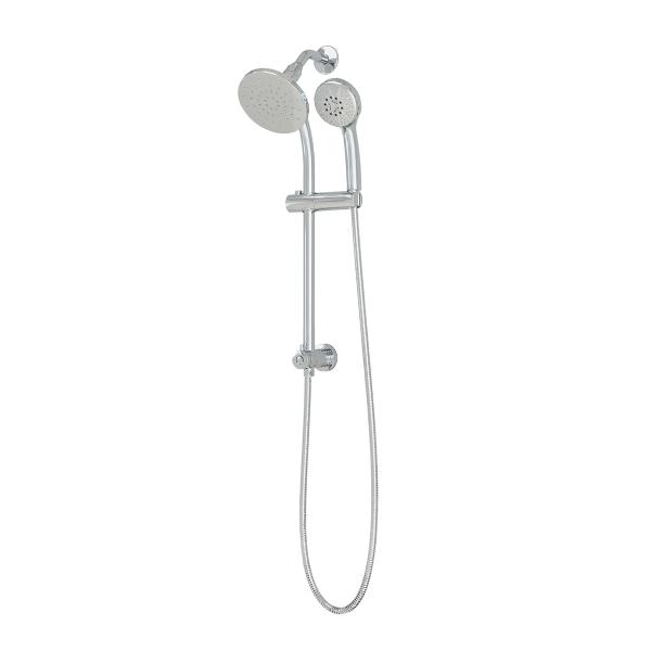 SISTEMA DE REGADERAS CON BARRA VERTICAL REDONDA ABS CROMADO AJUSTABLE