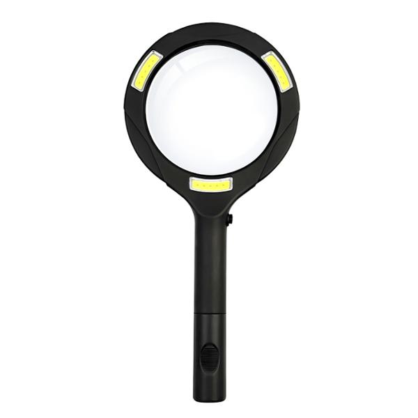 LUPA DE AUMENTO 3X LUZ LED 3 COB 200 LÚMENES LENTE DE VIDRIO MANIJA ERGONÓMICA