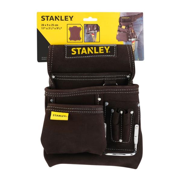BOLSA PORTA HERRAMIENTAS DE PIEL DE BUFALO 3 BOLSILLOS CHICO CON SOPORTE PARA MARTILLO