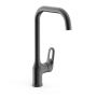 LLAVE PARA FREGADERO MONOMANDO NEGRO MATE CUELLO ALTO 15" AHORRADORA