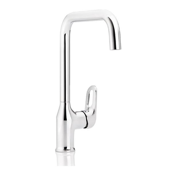 LLAVE PARA FREGADERO MONOMANDO CROMO CUELLO ALTO 14.6" AHORRADORA