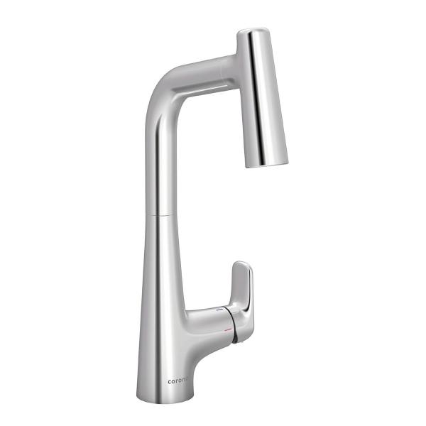 LLAVE PARA FREGADERO MONOMANDO CROMO CUELLO EXTRAÍBLE 14.4" AHORRADORA