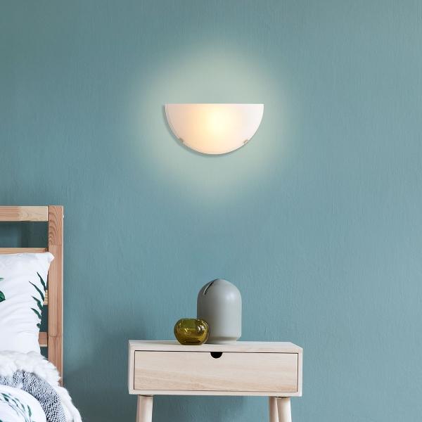 LÁMPARA DE PARED BLANCA CON LUZ INCANDESCENTE 60 WATTS