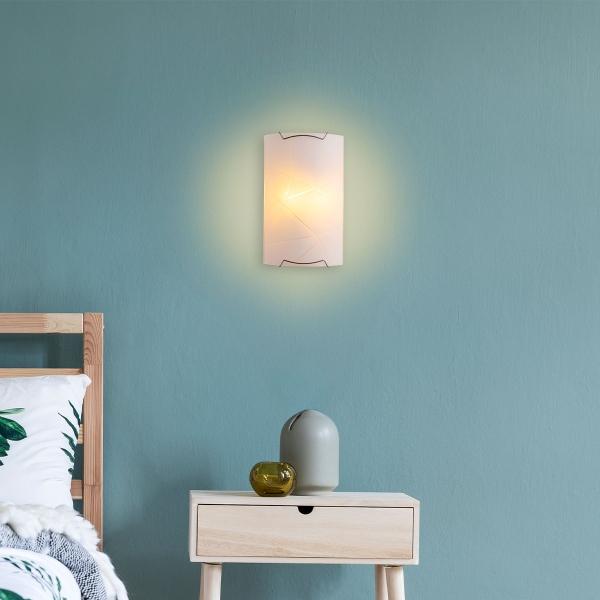 LÁMPARA DE PARED BLANCA LARGA CON LUZ INDANDESCENTE 60 WATTS