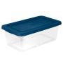 CAJA ORGANIZADORA TRANSPARENTE 5.7 L PLÁSTICO TAPA AZUL MARINO