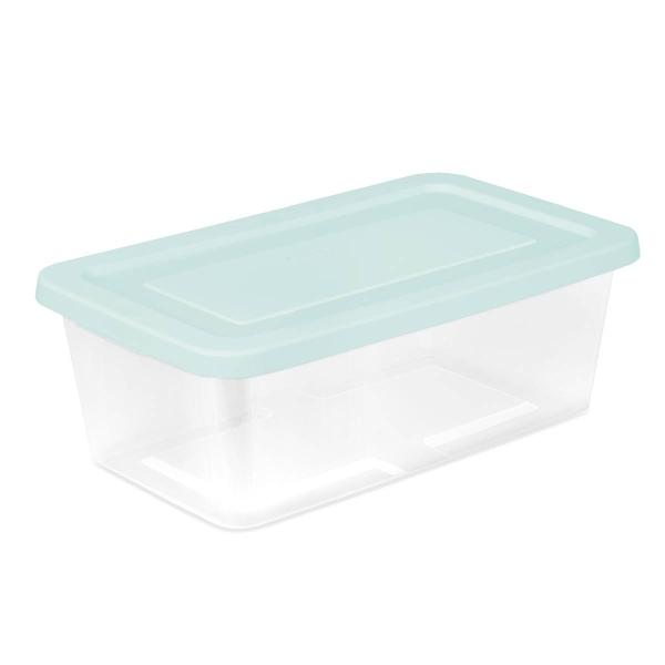 CAJA ORGANIZADORA TRANSPARENTE 5.7 L PLÁSTICO TAPA VERDE MENTA