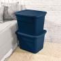 CAJA ORGANIZADORA SÓLIDA 68 L PLÁSTICO TAPA AZUL MARINO CON ASAS INTEGRADAS