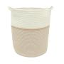 CESTO ROPA TEJIDO BEIGE CON BLANCO