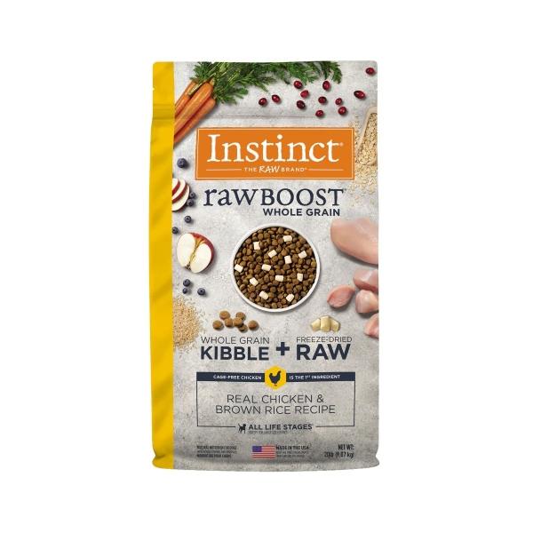 INSTINCT RAW BOOST WHOLE GRAIN ALIMENTO PARA PERROS CON CARNE REAL CRUDA LIOFILIZADA DE POLLO 9 KG