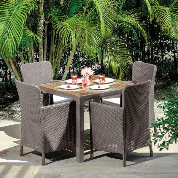 JUEGO DE JARDÍN COMEDOR CAPRI 5 PIEZAS TAUPE
