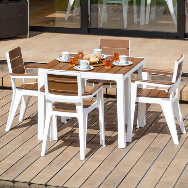JUEGO DE JARDÍN COMEDOR MADEIRA 5 PIEZAS CARAMELO