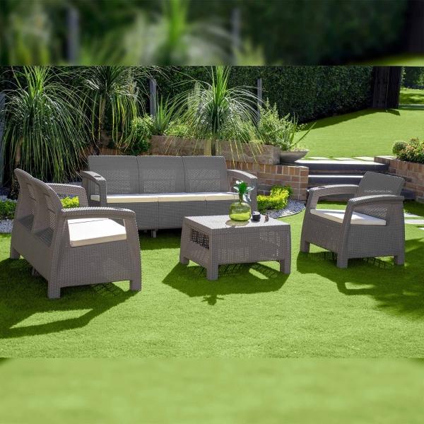 JUEGO DE JARDÍN SALA FERRARA PREMIUM 4 PIEZAS TAUPE