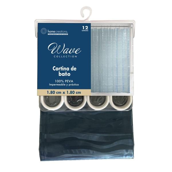 CORTINA DE REGADERA PEVA 3D AZUL CLARO