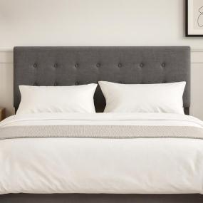 CABECERA QUEEN SIZE BILBAO TAPIZADO GRIS OSCURO CAPITONADA AJUSTABLE PARA RECÁMARA