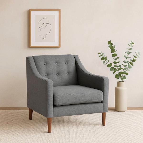 SILLÓN FIJO 1 PERSONA MILTON TELA GRIS OSCURO