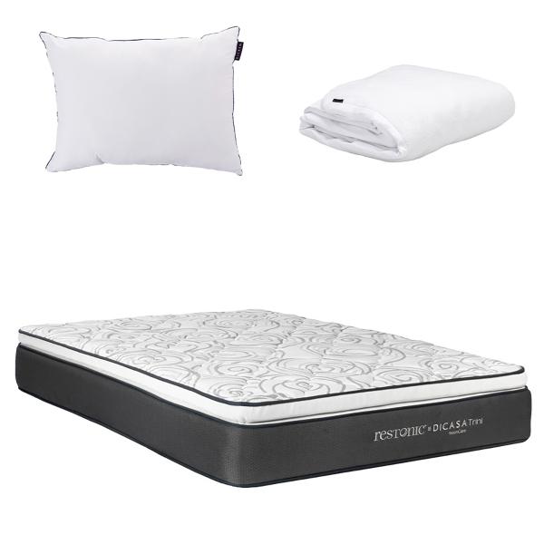 COLCHÓN QUEEN SIZE TRINI + ALMOHADA + PROTECTOR