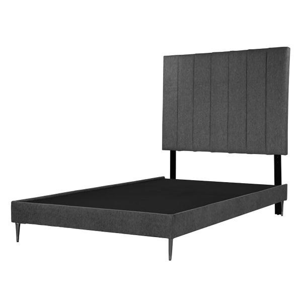 CABECERA MATRIMONIAL DICASA ARGOS COLOR GRIS + BASE SLIM + ROPA DE CAMA