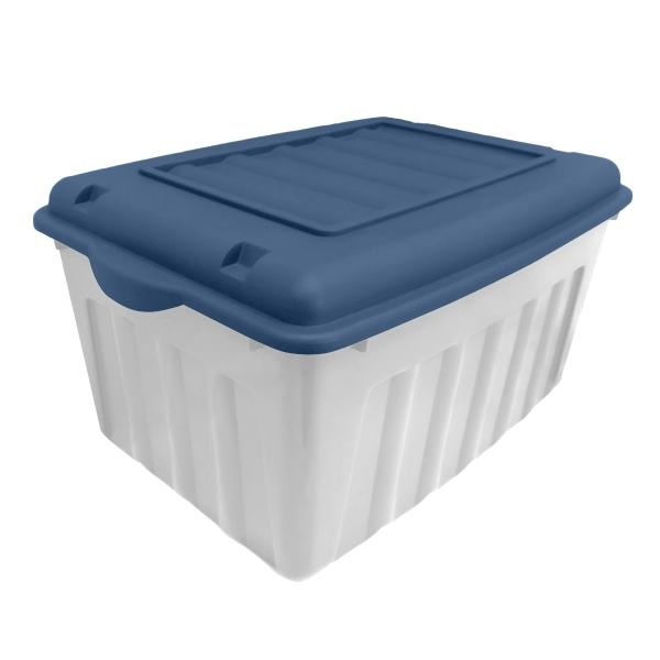 CAJA ORGANIZADORA TRANSPARENTE 53 L PLÁSTICO TAPA CLARIFICADO / PLUMBAGO CON CIERRE A PRESIÓN