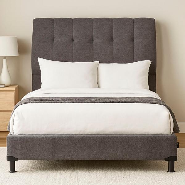 CABECERA MATRIMONIAL DICASA NUBE COLOR GRIS + BOX + ROPA DE CAMA