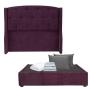 CABECERA QUEEN SIZE DICASA ZEFYR COLOR MORADO + BASE CAMA + ROPA DE CAMA