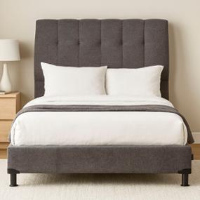 CABECERA QUEEN SIZE DICASA NUBE COLOR GRIS + BOX + ROPA DE CAMA