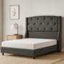 CABECERA MATRIMONIAL DICASA ZEFYR COLOR GRIS + BOX +ROPA DE CAMA