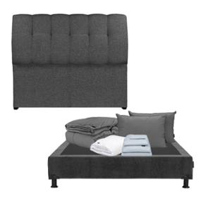 CABECERA KING SIZE DICASA NUBE COLOR GRIS + BOX + ROPA DE CAMA