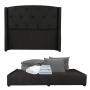 CABECERA KING SIZE DICASA ZEFYR COLOR NEGRO + BASE CAMA + ROPA DE CAMA